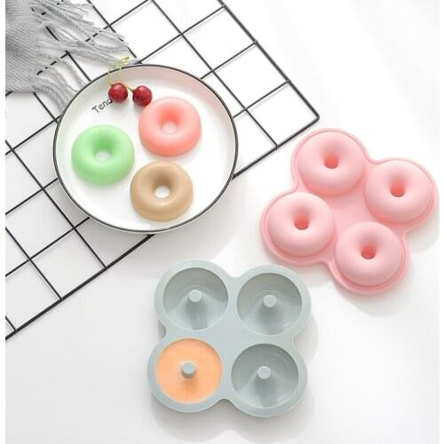 Free shipping Party Dessert Silicone Mold Doughnut Shape 4 Hole Round Soap Mold Crafts Chocolate Cake Molding Handmade Tools
