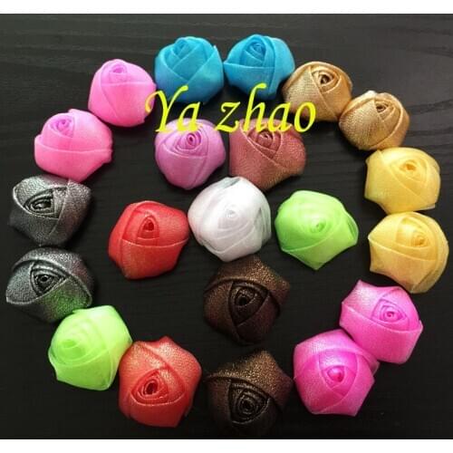 Sparkle Fabric rolled rosette, Kids Glitter Fabric Hair flower 12 colors in stock 100pcs/lot, free shipping