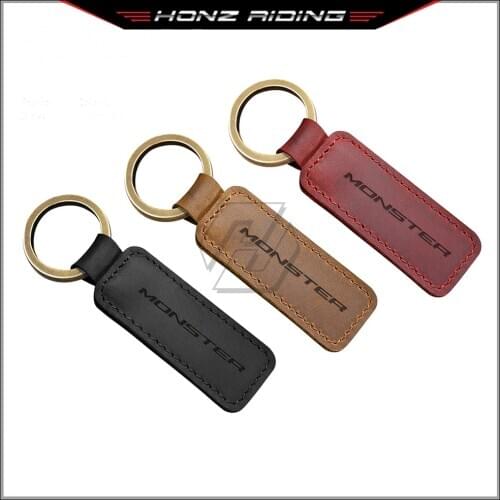 For Ducati 696 796 795 821 400 Monster Key Motorcycle Keychain Cowhide Key Ring