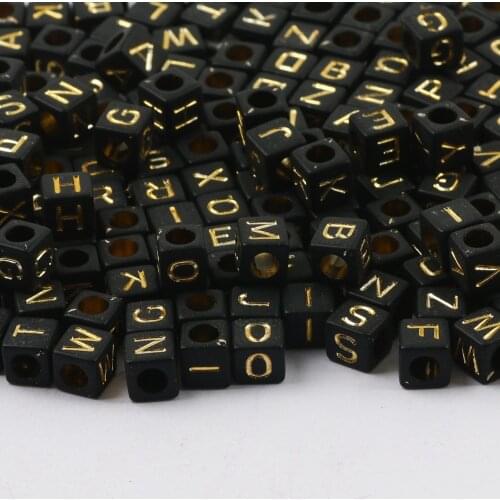 Black Mix Alphabet Acrylic Beads 6x6mm Square Letter Spacer Loose Beads For Jewelry Making Diy Necklace Bracelet Accessories