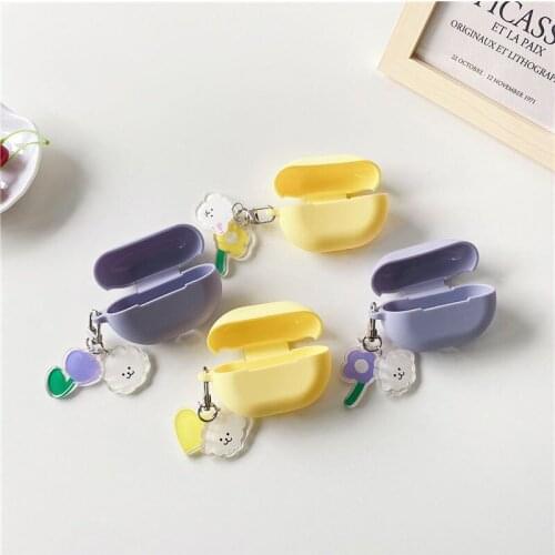 For OPPO ENCO X TWS Wireless Earphones Case cute bear flower keychain silicone Cover For OPPO Enco X Anti-fall Protection Case