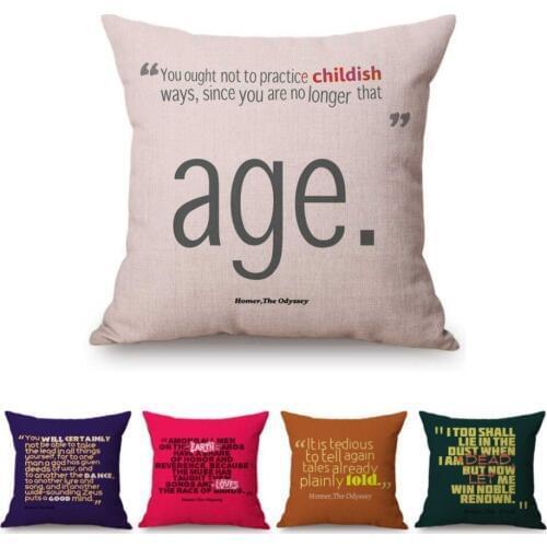 Ancient Poem Quotes Poet Homer Masterpiece Letter Print Art Home Decor Pillow Case Literature Library Decoration Cushion Cover