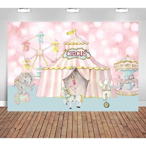 Photography Backdrop Newborn Baby Shower Circus Girls Pink Ferris Wheel Birthday Party Backdrop Decoration Studio Phot
