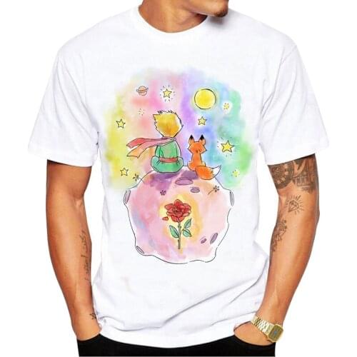 The little prince Print T-shirt Mens Summer Casual model Short Sleeve T Shirt Harajuku Streetwea