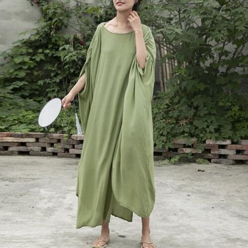 Johnature Green Summer Dresses