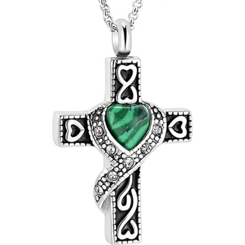 K001 Cross Urn Necklace for Ashes Pendant Locket Stainless Steel Keepsake Funeral Memorial Cremation Jewelry for Men Women