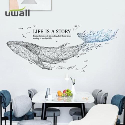 Creative Whale Wall Stickers Living Room Sofa Background Wall Decor Bedroom Self-Adhesive Sticker Home Decoration Room Decor