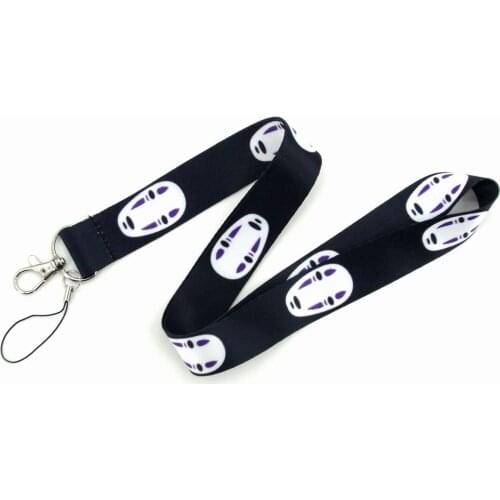 Hot Sales 1 Piece High Quality Anime No-face Man Mobile Phone Strap Halloween Exhibition ID card Holder Keychains Neck Lanyard