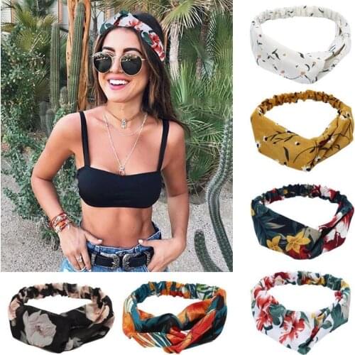 Fashion Women Girls Summer Bohemian Hair Bands Print Headbands Vintage Cross Turban Bandage Bandanas HairBands Hair Accessories