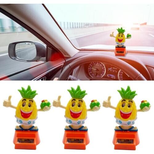 Cartoon Pineapple Solar Power Swinging Doll Car Interior Ornament Kids Toy Gift