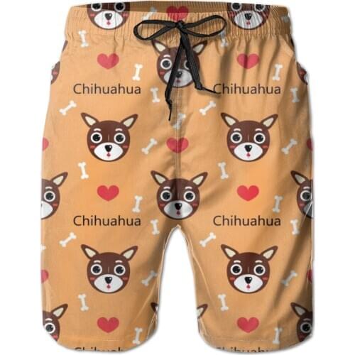 Mens Beach Short Swim Shorts Cute Chihuahua Dog Surfing Maillot De Bain Sport Mens Board Shorts Swimwear