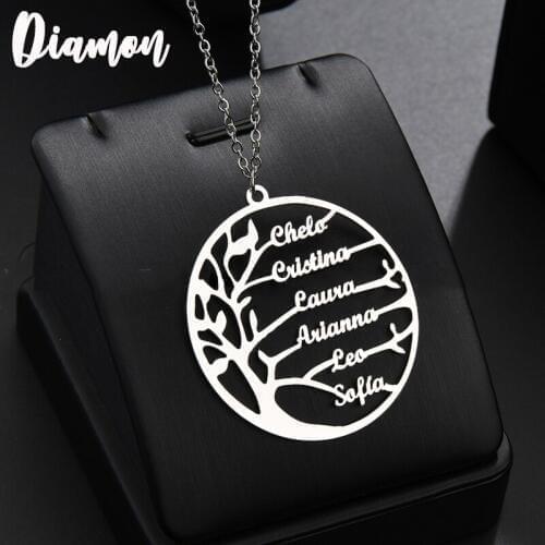 Diamon 2020 NewCustom Tree of Life Name Necklace Stainless Steel Birthday Necklaces Festival Gift for Women