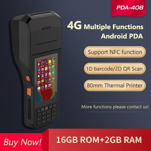 New Thermal Printer 4 Inch Touch Screen 1D 2D Barcode Scanner NFC Handheld Terminal Android PDA With 80mm/3 Inch Thermal Printer