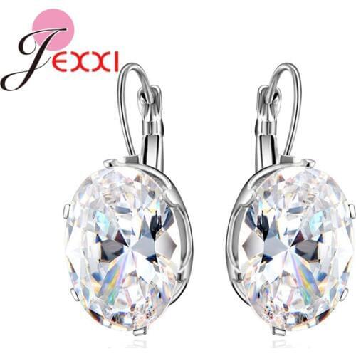 New 925 Sterling Silver Geometric Hoop Cubic Zirconia Piercing Earrings Fashion Korean Ear Rings Boucle D'oreille Femme