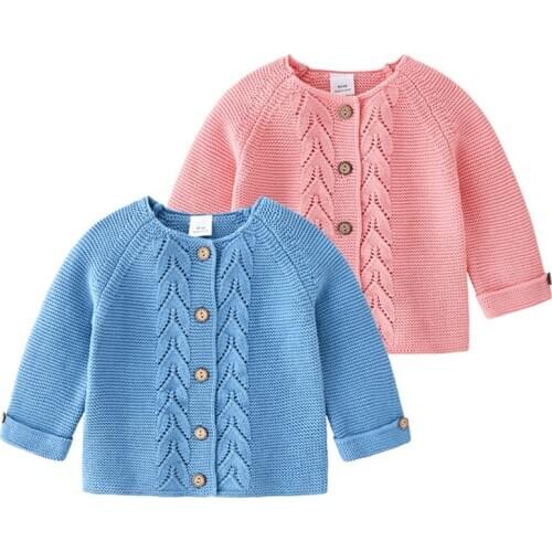 Autumn Baby Cardigan Newborn Baby Boys Girls Sweater Coats Cotton Knit Solid Cardigan Button Jacket Girls Infant Outwear Tops