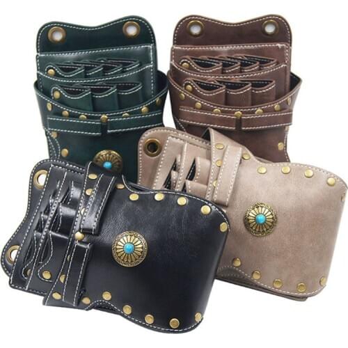Barber Shears Holster Scissors Holder Pouch PU Leather Hairdressing Tool Case Bag