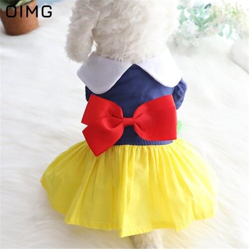 OIMG Dog Dresses For Small Dogs Clothes Summer Snow White Cosplay Cat Pet Skirts Fancy Princess Puppy Dress Bichon Spitz