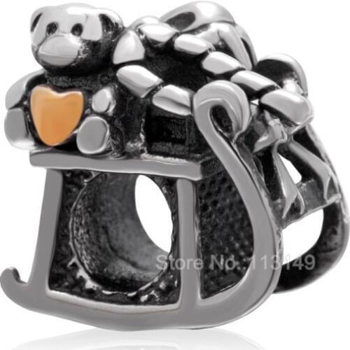 Bear In Rocking Car Christmas Gift Authentic 925 Sterling Silver Large Hole European Charm Beads SGPB4115