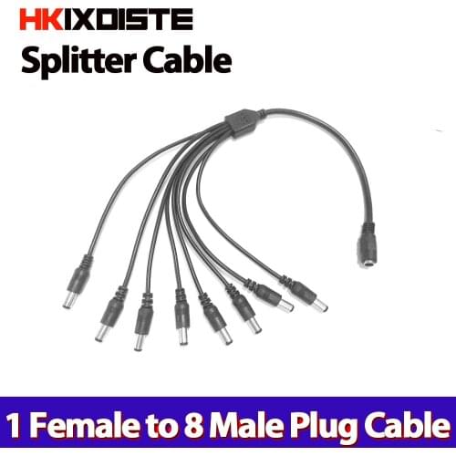 DC Power Jack 5.5x2.1mm DC Power Cable 1 Female to 8 Male Way Plug Splitter Adapter Connector 12V for Security CCTV Camera