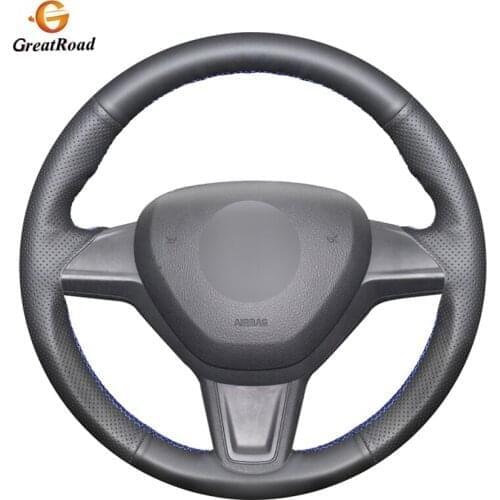 Hand-stitched DIY Black PU Artificial Leather Car Steering Wheel Cover for Skoda Yeti 2014 2015 2016 Rapid 2015