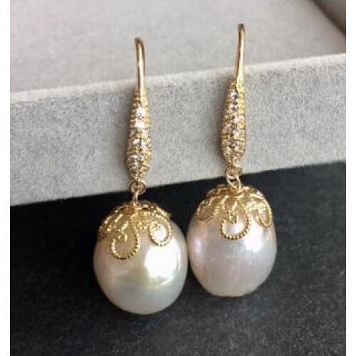 Super retro Baroque Pearl 10-11mm natural pearl earrings long 4CM Eternal wedding Women Gift real Import Pearl Earring