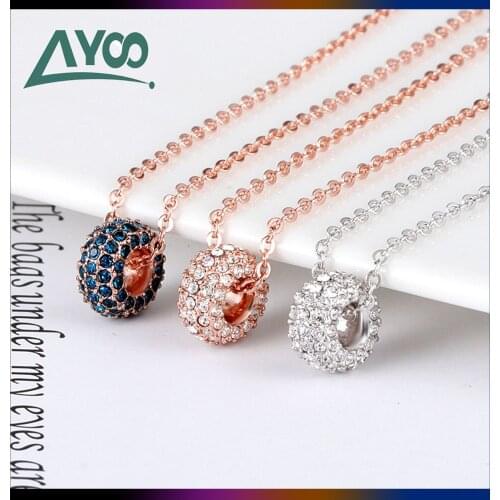 SWA High Quality Fashion Jewelry 1:1, Charm Simple Fashion Necklace Lady Lucky Bead Crystal Lady Necklace Clavicle Chain Jewelry