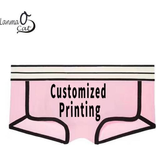 Lanmaocat Ladies Boyshorts Underwear DIY Printing Women Boxer Shorts Underwear Cotton Panties Brand Design Shorts