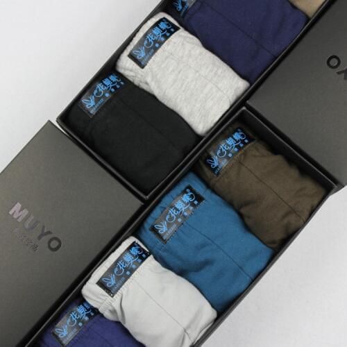 Free Shipping Commercial male cotton u loose plus size fat male boxer panties gift box set 3pcs/lotand 4pcs/lot
