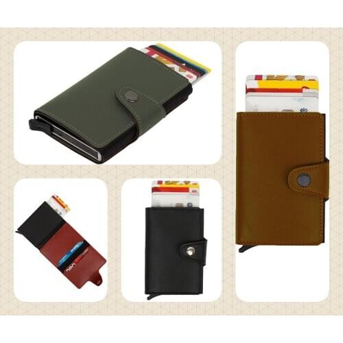 Turkish Quality Faux Leather Black Mens Wallet with Mechanism Credit Card Holders Solid Slim Purse Billfold Money Casual Luxury