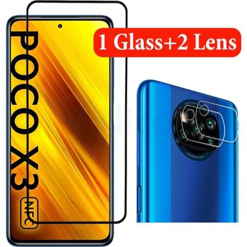 3 in 1 Full Cover Tempered Glass For Xiaomi Poco X3 NFC Screen Protector Camera Lens Film For Xiaomi poco x3 nfc 9H Glass Film