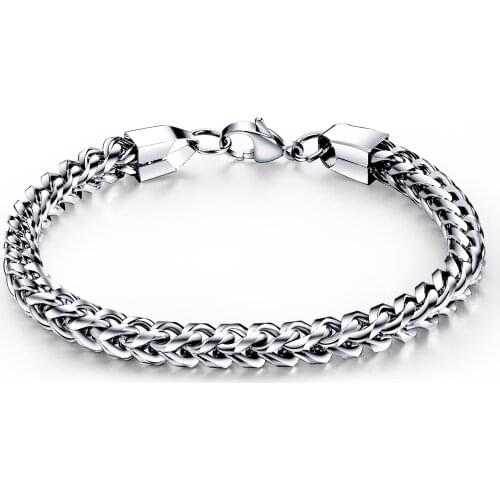 Factory Gift Sales Jewelry Wholesale Link Chain Men Stainless Steel Jewelry Titanium Steel Bracelet Snap Button Jewelry