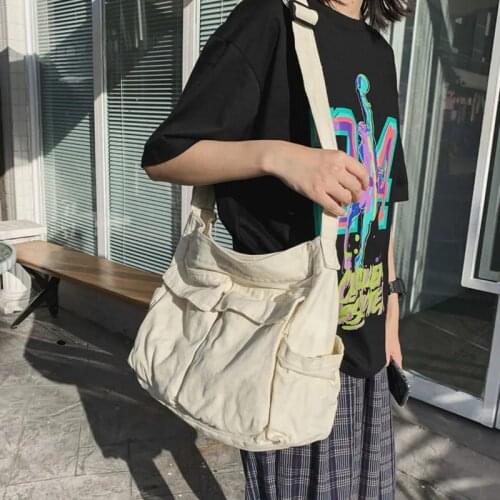 2021 New Large Capacity Canvas Shoulder Bags Solid Soft Denim Leisure Or Travel Bag for Women Fashion Fatchels Winter Package