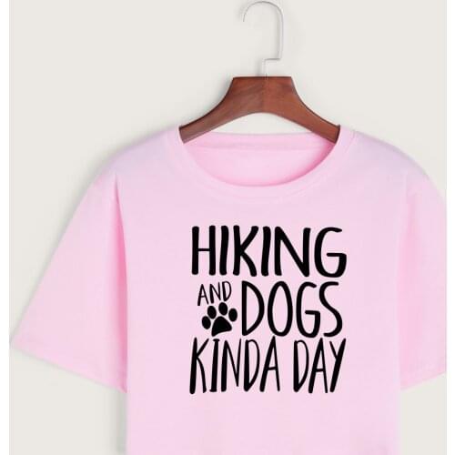 Hiking Dogs Kinda Day Womens Crop Shirt Cropped T-Shirt Crop Top Tee Summer Short Sleeve Cotton Tops Cute Girls Graphic T-Shirts