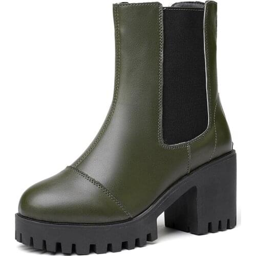 2021 Boots Women Fashion Autumn and Winter New Thick-soled British Style Short Boots Chelsea Chimney Boots Women High Heels