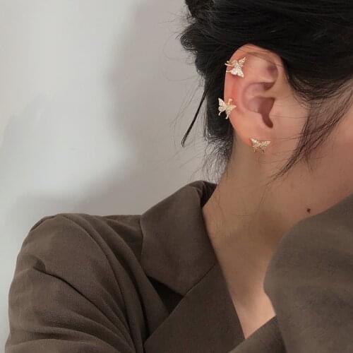 Vintage Golden Minimalist Butterfly Clip on Earrings Non Pierced Elegant Earrings for Women 2021 Trend Jewelry Gifts Ear Cilps