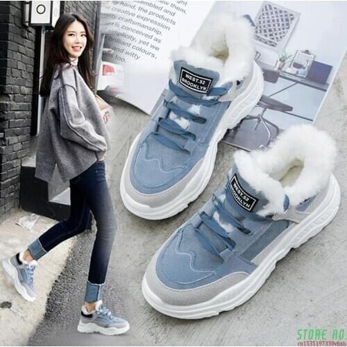 2020 Shoes Winter Warm Platform Woman Snow Boots Plush Female Casual Sneakers Faux Suede Leather Female Snowboots Warm Shoes Fur