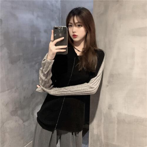 Woman Sweaters Pullover Inner Wear Autumn Winter Long Sleeves Knitwear Contrast Color Top Fashionable Sweater Femme Chandails