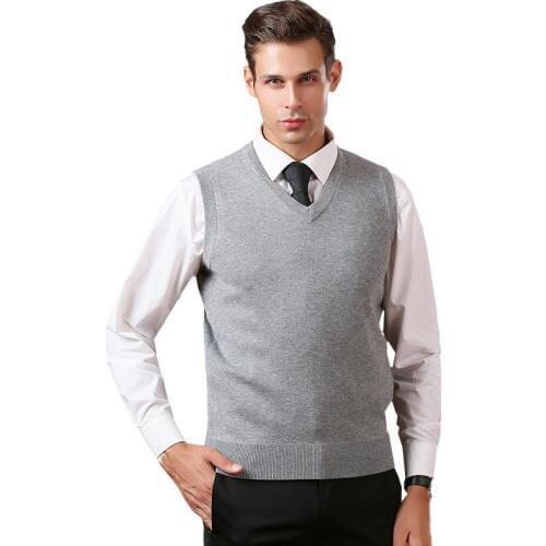 Hot 2019 Wool Vest Male Thickened Pure Pigment Plate V Neck Sleeveless Knitted Vest Base Vest Pullovers Solid Casual