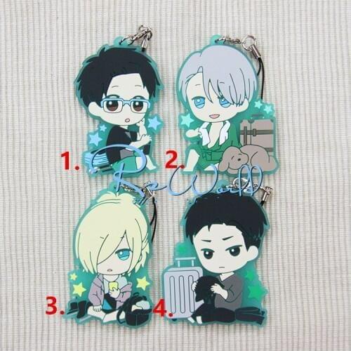 1pcs Otaku skating Anime Keychain Yuri On Ice Yuri Viktor Katsuki Otabek Altin Keyring Phone strap keychain very Cute