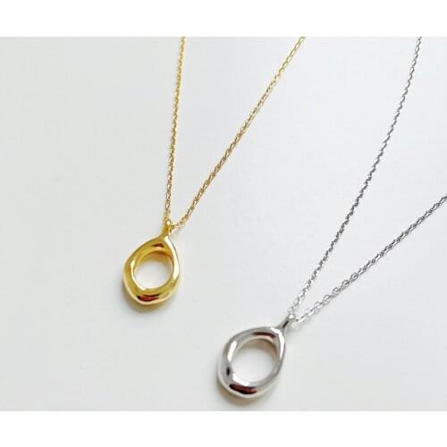 18K Gold Authentic 925 Sterling silver Waterdrop Oval Irregular Geometric Necklace Pendant Punk TLx2220