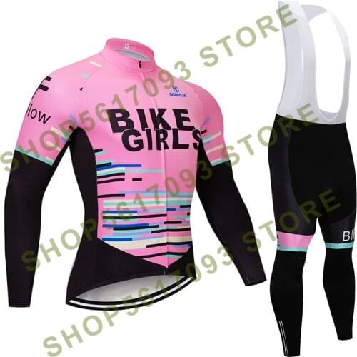 2021 Winter BIKE GIRLS Thermal Fleece Cycling JERSEY Bike Pants Set Women 20D Pads Ropa Ciclismo Cycling Wear Maillot Culotte
