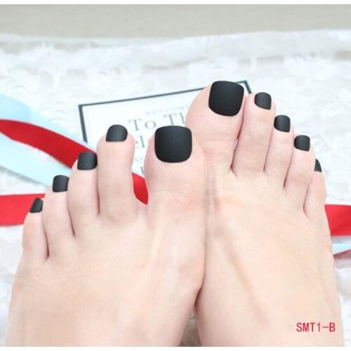24pcs Foot Frosted Matte Fake Nails Solid Color DIY Toes Manicure False Nails SANA889