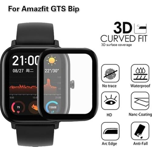 3D Curved Edge Film For Amazfit GTS Bip Screen Protector Fiberglass Protective Film For Amazfit Bip S /Bip Lite Screen Protector