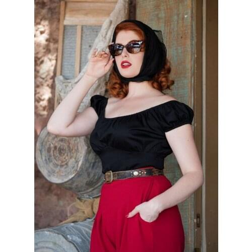 40- women summer vintage 50s off the shoulder gathered peasant top rockabilly pinup t shirt plus size crop top camiseta mujer