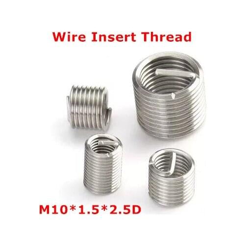 50pcs M10*1.5*2.5D Wire Thread Insert , M10 Screw Bushing , stainless steel Wire Screw Sleeve Thread Repair