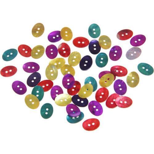 50Pcs/Pack Oval Buttons 15x11mm 2 Holes Mother of Pearl Shell DIY Sewing Craft