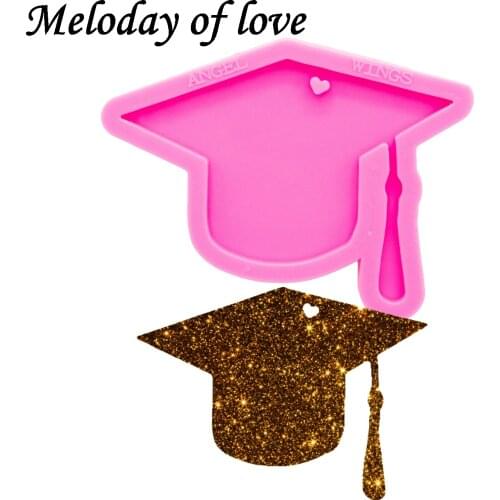 Shiny Glossy Graduation Grad Hat Keychain Silicone Mold DIY Epoxy Resin Molds Jewelry Making Custom Mould DY029