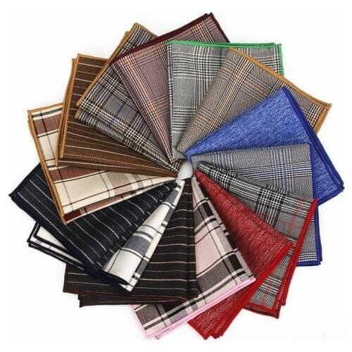 Brand New Men Handkerchief Plaid Solid Pattern Hanky Business Casual Pocket Square for Men Chest Towel Wedding Hankies Red Blue