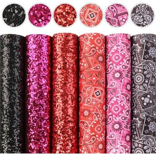 David accessories 20*33cm 6pcs/lot Cartoon Printed Giltter Faux Synthetic Leather Fabric Set DIY Bow Crafts Supplies,1Yc10130
