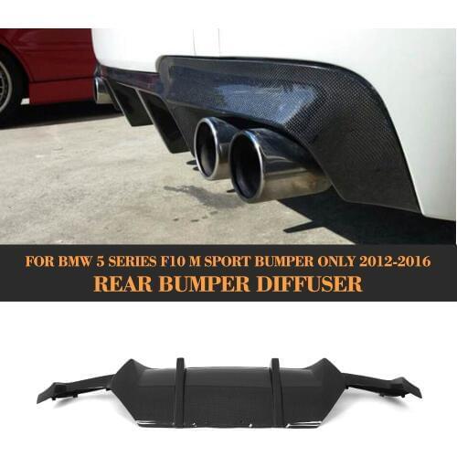 5 Series Carbon Fiber Car Rear Bumper Diffuser Lip Spoiler For BMW F10 M Sport Sedan 12-16 Grey FRP dual exhaust two out